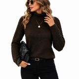 Blusa Tricot Gola Alta Marrom Feminina