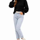 Blusa Tricot Feminina Preta Manga Bufante