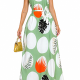 Vestido Longo com Estampa Tropical Alana Verde