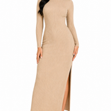 Vestido Minimalismo Thayná Elegante com Toque Atemporal Bege