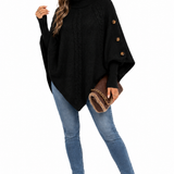 Casaco Tricot Gola Alta Preto Feminino