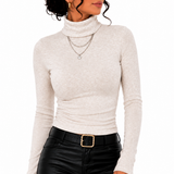 Blusa Feminina Gola Alta Soft Nude