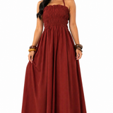 Vestido Longo Sofisticação Natural Marrom