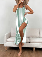 SHEIN Swim Abertura lateral Listrado Cover up feminino