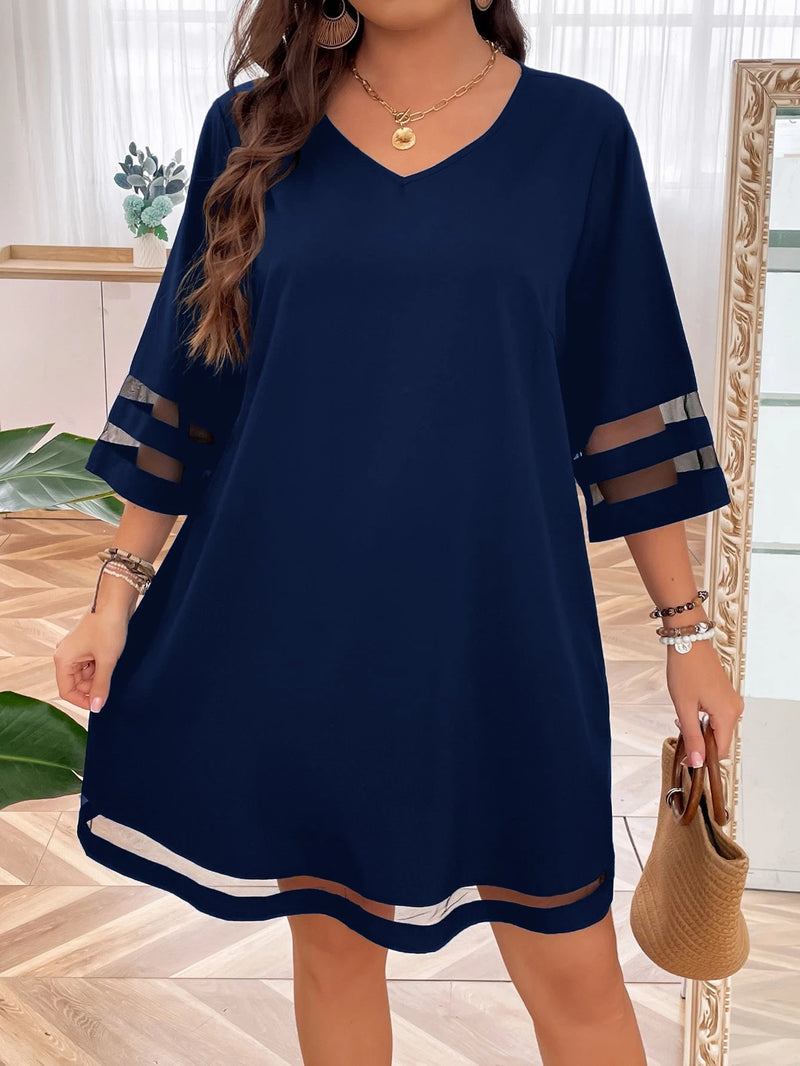 Breezaya mais Vestido malha de contraste inserir
