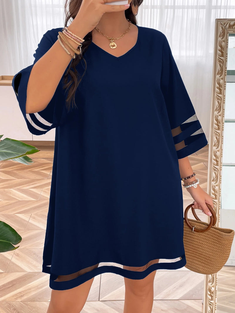 Breezaya mais Vestido malha de contraste inserir