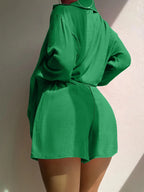 Swim Vcay Conjunto de cobertura sólido botão frontal