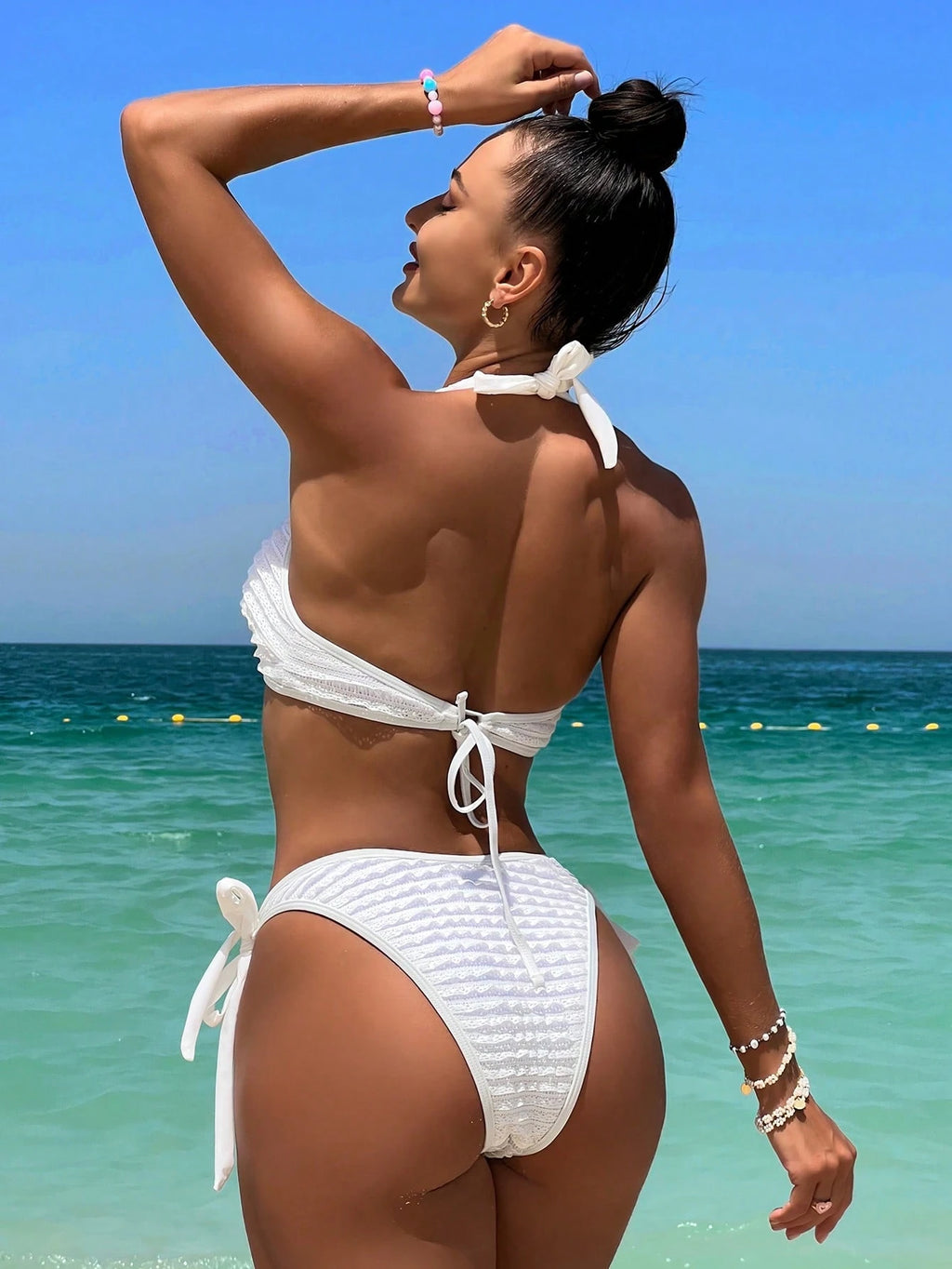 SHEIN Swim Anel De Coração Vinculado Maiô Cabresto De Biquíni