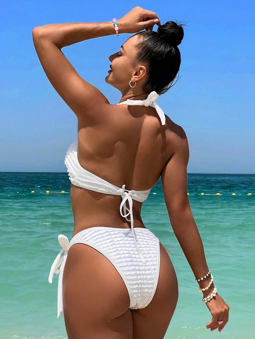 SHEIN Swim Anel De Coração Vinculado Maiô Cabresto De Biquíni