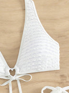 SHEIN Swim Anel De Coração Vinculado Maiô Cabresto De Biquíni