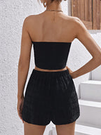  Conjunto de Top sem Alças de Estilo Feminino de Verão com Laço Decorativo e Saia, Estilo de Férias de Verão