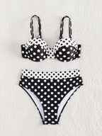 Conjunto de Bikini push up com estampa de bolinhas para praia de verão