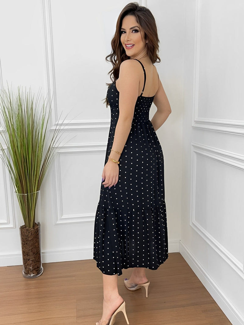 Vendedor Indicado
Vestido Longo Feminino Botão Na Frente Babado e Alça