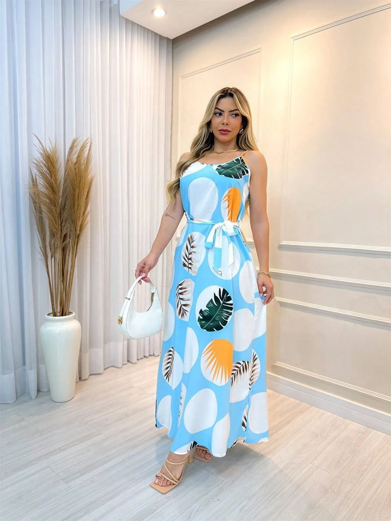 Vendedor IndicadoVestido Feminina Longo Floral Alcinha ajustável Verão