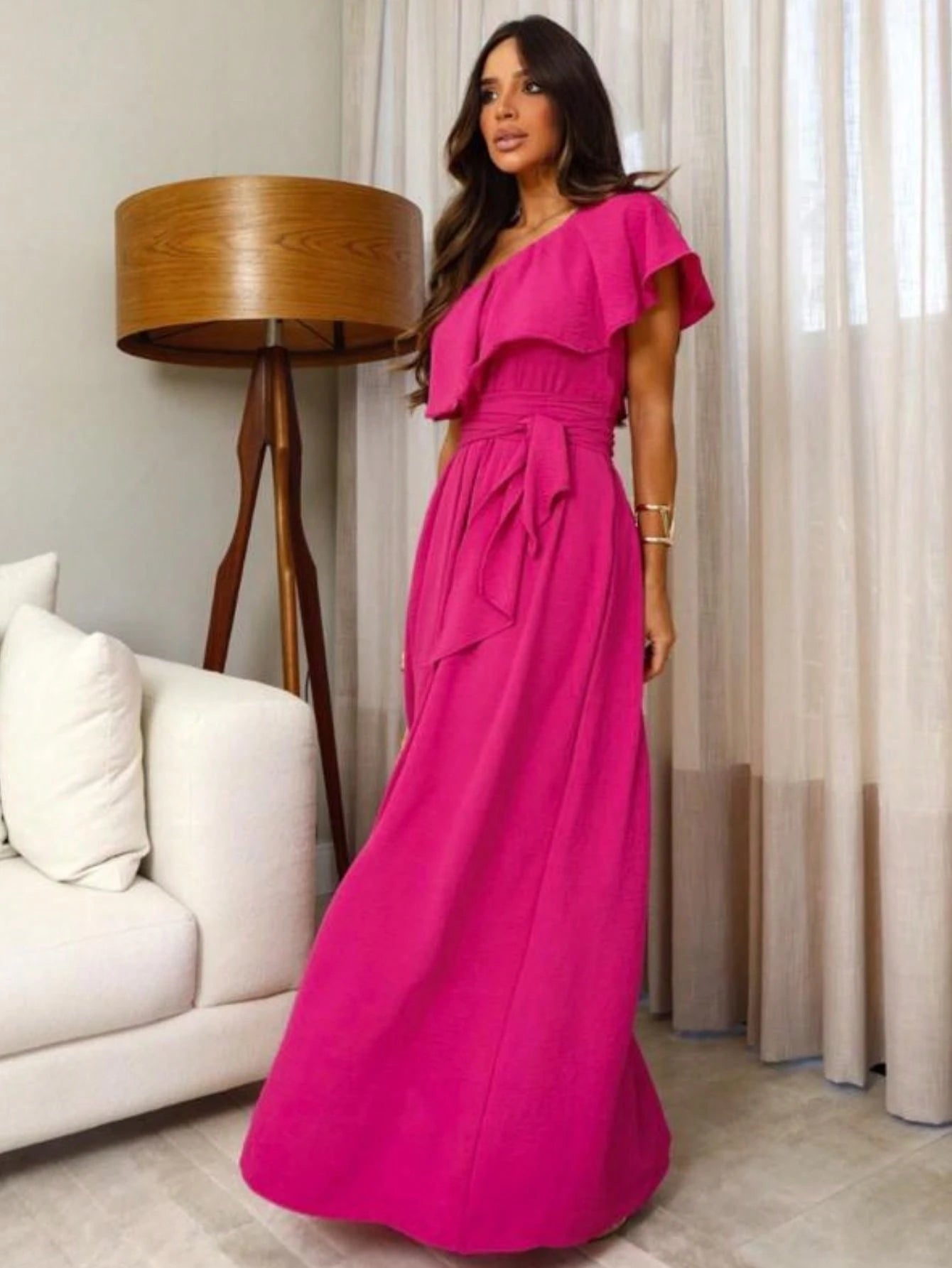 Vestido Longo Babadinho Camadas Sem Bojo Elegante Festa Madrinha Convidada