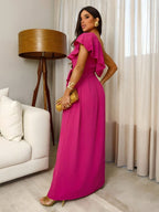 Vestido Longo Babadinho Camadas Sem Bojo Elegante Festa Madrinha Convidada