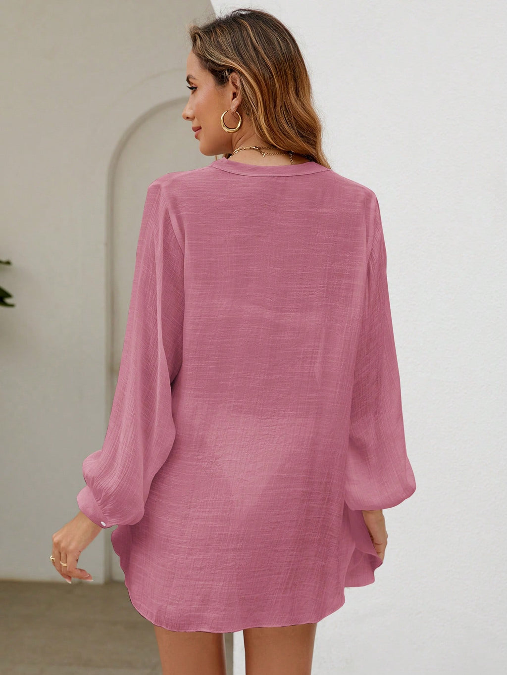 SHEIN Swim Basics Blusa Quimono Feminina Com Peito Único