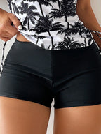 Swim Lushoire Biquíni Estilo Colete Com Estampa De Palmeira Para Mulheres - Carnaval