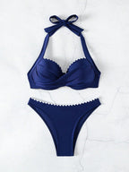 SHEIN Swim Conjunto de Maiô Bikini com Recorte Estilo Color Block para Damas, Ideal para Praia de Verão e Carnaval