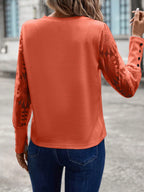 SHEIN LUNE Top Feminino Waffle Branco Com Mangas De Renda