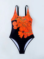 Maiô Floral Blocos de Cores Decote U - Eterna Vitrine