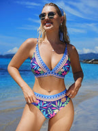 Swim Lushoire Conjunto de Maiô Bikini Estampa de Planta Feminino Carnaval de Praia de Verão