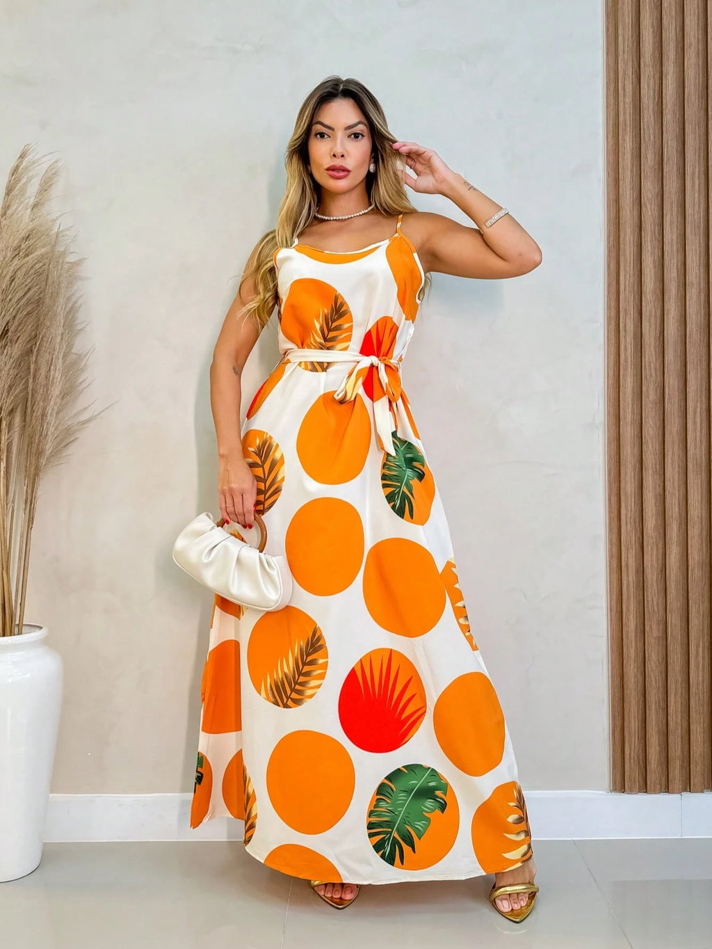 Vendedor IndicadoVestido Feminina Longo Floral Alcinha ajustável Verão