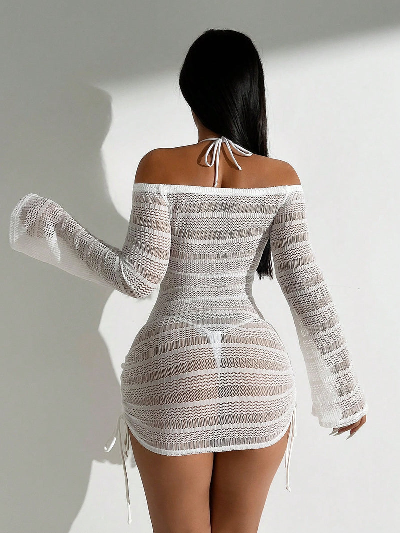 SHEIN X Sofía Suescun Swim SXY Vestido feminino oco fora do ombro