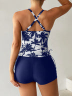 Swim Lushoire Biquíni Estilo Colete Com Estampa De Palmeira Para Mulheres - Carnaval