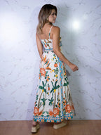 Vendedor Indicadovestido midi estampado viscolinho com lastex e bojo moda blogueir verão