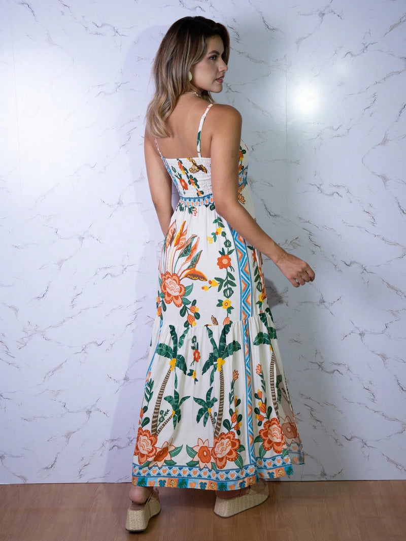 Vendedor Indicadovestido midi estampado viscolinho com lastex e bojo moda blogueir verão