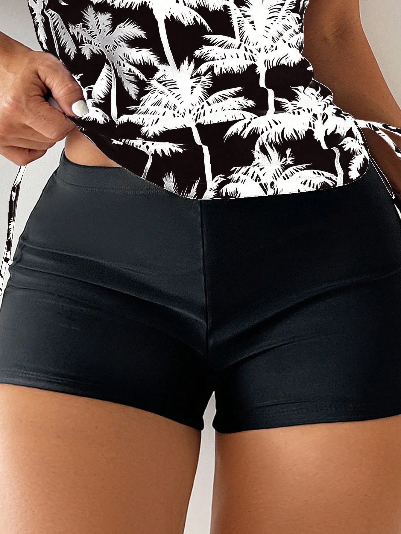 Swim Lushoire Biquíni Estilo Colete Com Estampa De Palmeira Para Mulheres - Carnaval
