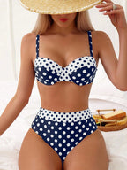 Conjunto de Bikini push up com estampa de bolinhas para praia de verão