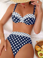 Conjunto de Bikini push up com estampa de bolinhas para praia de verão