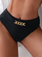 SHEIN Swim Parte de Cima e de Baixo de Maiô Bikini com Halter e Amarração Nas Costas, Conjunto de Duas Peças de Maiô Bikini Verão para Mulheres