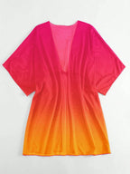 SHEIN Swim Ombre Cintura Com Cordão Manga De Asa De Morcego Malha Quimono