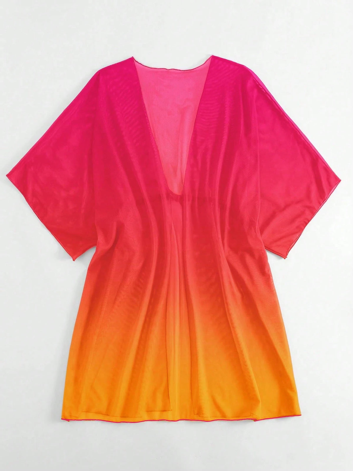 SHEIN Swim Ombre Cintura Com Cordão Manga De Asa De Morcego Malha Quimono