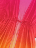 SHEIN Swim Ombre Cintura Com Cordão Manga De Asa De Morcego Malha Quimono
