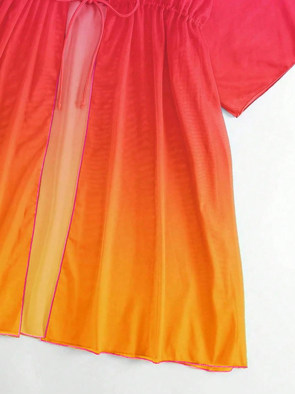 SHEIN Swim Ombre Cintura Com Cordão Manga De Asa De Morcego Malha Quimono