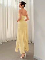 Aloruh Vestido Assimétrico de Babado para Datas e Temporada de Casamento