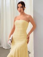 Aloruh Vestido Assimétrico de Babado para Datas e Temporada de Casamento