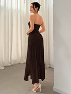 Aloruh Vestido Assimétrico de Babado para Datas e Temporada de Casamento