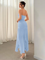 Aloruh Vestido Assimétrico de Babado para Datas e Temporada de Casamento