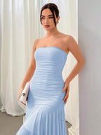 Aloruh Vestido Assimétrico de Babado para Datas e Temporada de Casamento