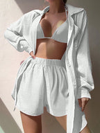 Swim Vcay Conjunto de cobertura sólido botão frontal