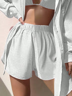 Swim Vcay Conjunto de cobertura sólido botão frontal