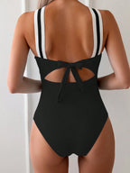 SHEIN Swim Maiô Estiloso de Contraste Feminino para Férias