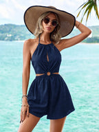 SHEIN VCAY Macacão Feminino de Amarração no Pescoço e nas Costas para Férias