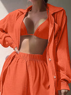 Swim Vcay Conjunto de cobertura sólido botão frontal