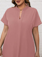 EMERY ROSE Vestido Preto De Verão Tamanho Grande Com Detalhe De Recorte, Decote Com Entalhe E Manga Curta